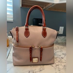 Dooney & Bourke Pebble Leather Double Pocket Satchel Oyster